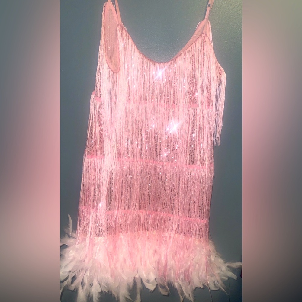 feather mini dress